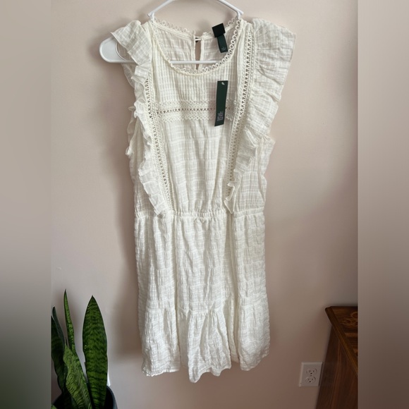wild fable Dresses & Skirts - Wild Fable - A-Line Crew Neck Ruffle White Dress